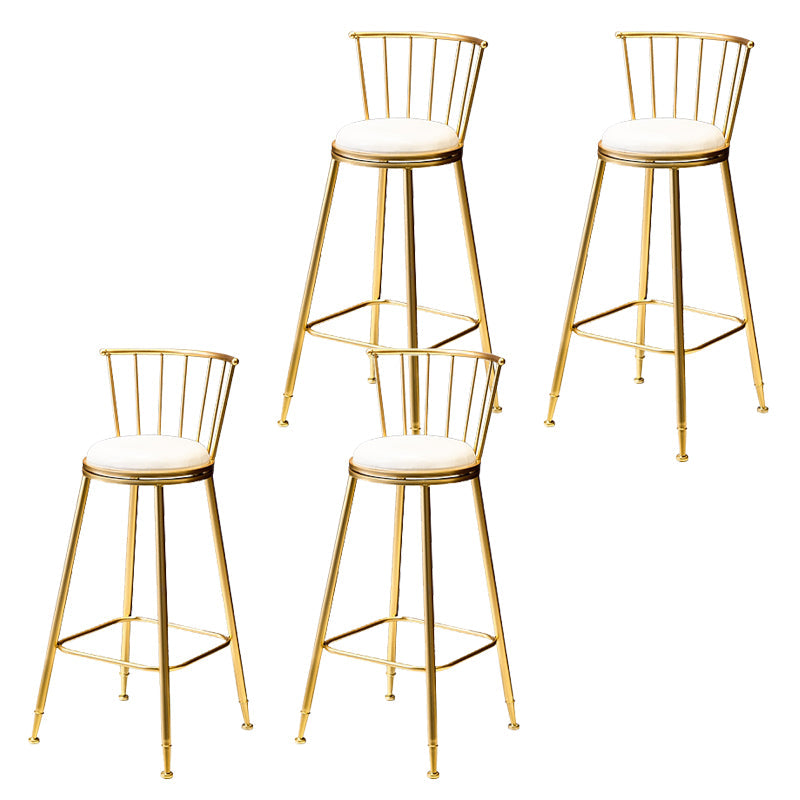 Glam Low Back Dining Stools Armless Bar Stools with Footrest Gold 4 Piece Set Clearhalo 'Bar Furniture' 'Bar Stools' 'bar_stools' 'furn' 'furn_bar_stools' 'Furniture' 'Kitchen & Dining Furniture' 6955453