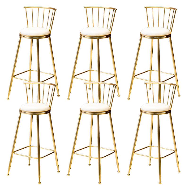 Glam Low Back Dining Stools Armless Bar Stools with Footrest Gold 6 Piece Set Clearhalo 'Bar Furniture' 'Bar Stools' 'bar_stools' 'furn' 'furn_bar_stools' 'Furniture' 'Kitchen & Dining Furniture' 6955454
