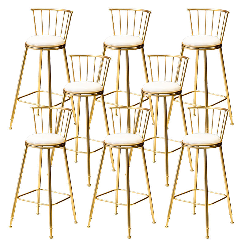 Glam Low Back Dining Stools Armless Bar Stools with Footrest Gold 8 Piece Set Clearhalo 'Bar Furniture' 'Bar Stools' 'bar_stools' 'furn' 'furn_bar_stools' 'Furniture' 'Kitchen & Dining Furniture' 6955455