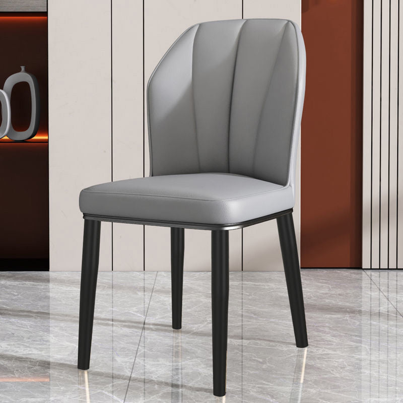 PU Leather Dining Chairs Nordic Style Wingback Armless Chair Grey 1 Piece Black Clearhalo 'Dining Chairs' 'Dining Tables & Seating' 'dining_chair' 'furn' 'furn_dining_chair' 'Furniture' 'Kitchen & Dining Furniture' 6955459