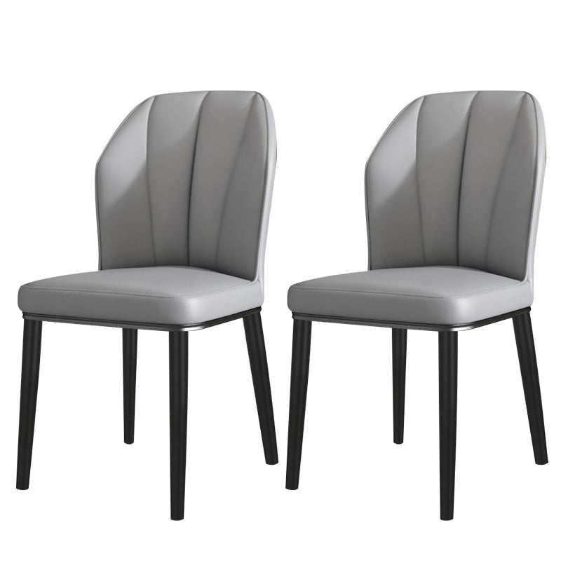 PU Leather Dining Chairs Nordic Style Wingback Armless Chair Grey 2 Piece Set Black Clearhalo 'Dining Chairs' 'Dining Tables & Seating' 'dining_chair' 'furn' 'furn_dining_chair' 'Furniture' 'Kitchen & Dining Furniture' 6955461