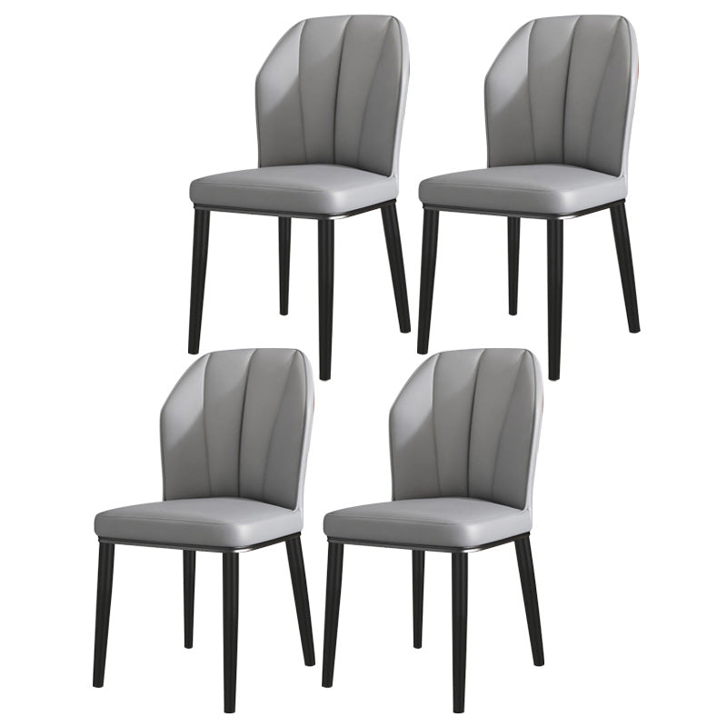 PU Leather Dining Chairs Nordic Style Wingback Armless Chair Grey 4 Piece Set Black Clearhalo 'Dining Chairs' 'Dining Tables & Seating' 'dining_chair' 'furn' 'furn_dining_chair' 'Furniture' 'Kitchen & Dining Furniture' 6955463
