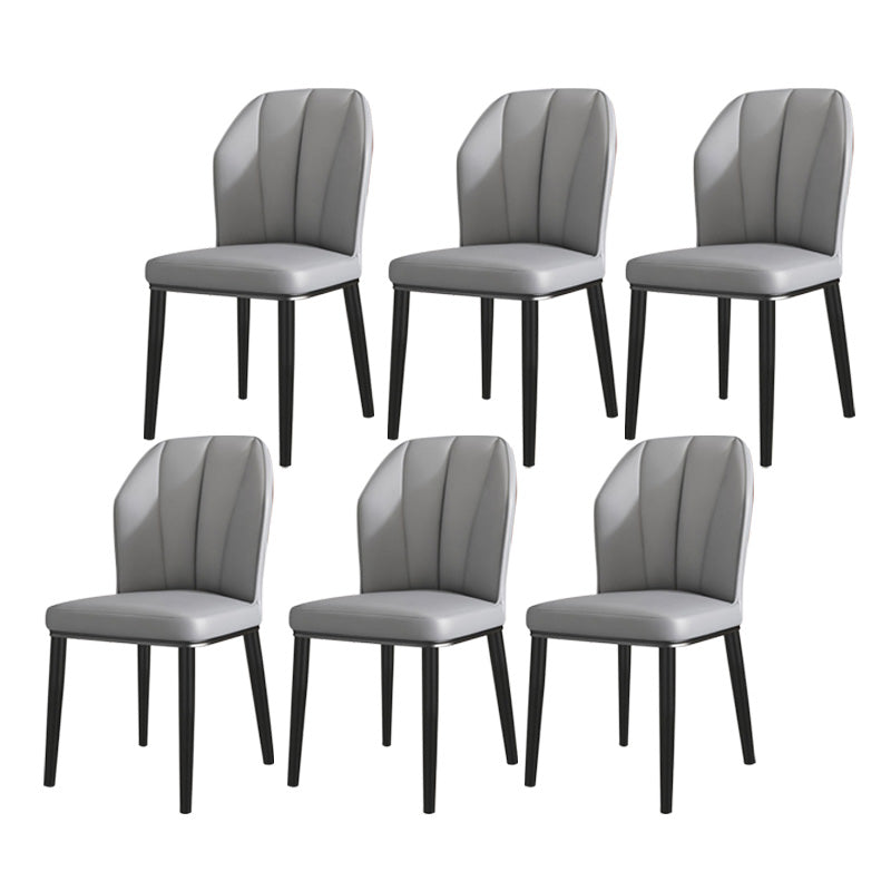PU Leather Dining Chairs Nordic Style Wingback Armless Chair Grey 6 Piece Set Black Clearhalo 'Dining Chairs' 'Dining Tables & Seating' 'dining_chair' 'furn' 'furn_dining_chair' 'Furniture' 'Kitchen & Dining Furniture' 6955465