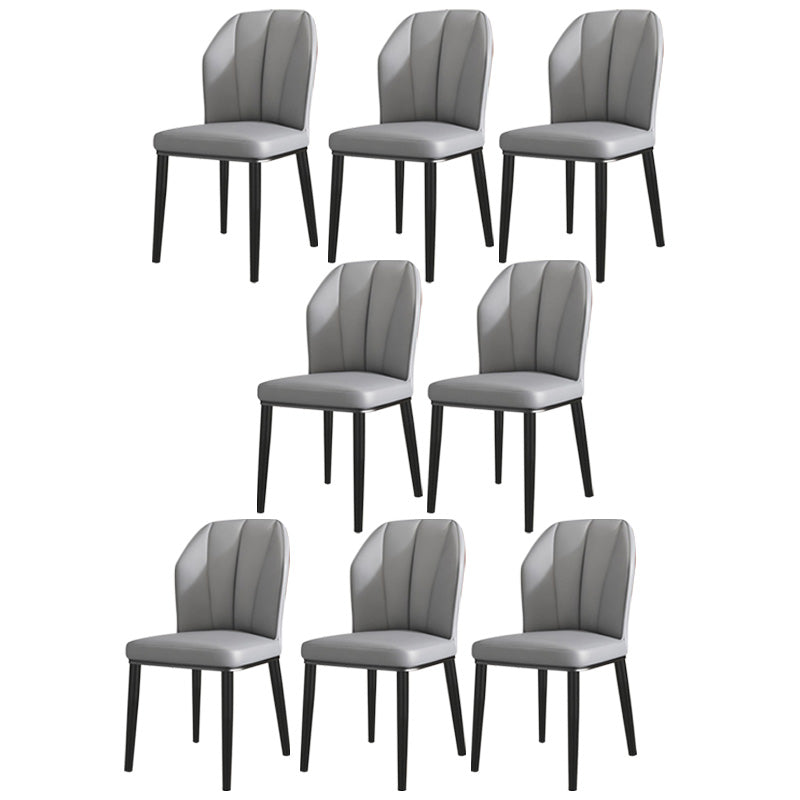 PU Leather Dining Chairs Nordic Style Wingback Armless Chair Grey 8 Piece Set Black Clearhalo 'Dining Chairs' 'Dining Tables & Seating' 'dining_chair' 'furn' 'furn_dining_chair' 'Furniture' 'Kitchen & Dining Furniture' 6955467