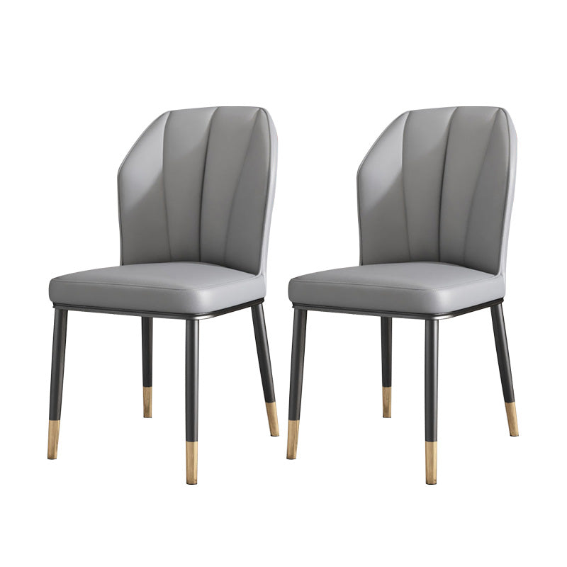 PU Leather Dining Chairs Nordic Style Wingback Armless Chair Grey 2 Piece Set Brass Gold Clearhalo 'Dining Chairs' 'Dining Tables & Seating' 'dining_chair' 'furn' 'furn_dining_chair' 'Furniture' 'Kitchen & Dining Furniture' 6955470