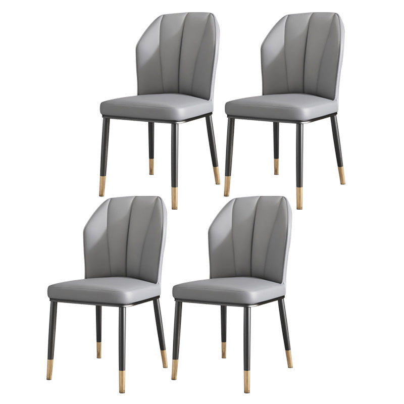 PU Leather Dining Chairs Nordic Style Wingback Armless Chair Grey 4 Piece Set Brass Gold Clearhalo 'Dining Chairs' 'Dining Tables & Seating' 'dining_chair' 'furn' 'furn_dining_chair' 'Furniture' 'Kitchen & Dining Furniture' 6955473