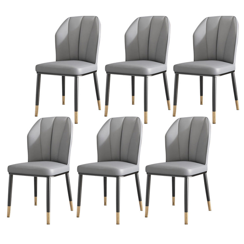 PU Leather Dining Chairs Nordic Style Wingback Armless Chair Grey 6 Piece Set Brass Gold Clearhalo 'Dining Chairs' 'Dining Tables & Seating' 'dining_chair' 'furn' 'furn_dining_chair' 'Furniture' 'Kitchen & Dining Furniture' 6955474