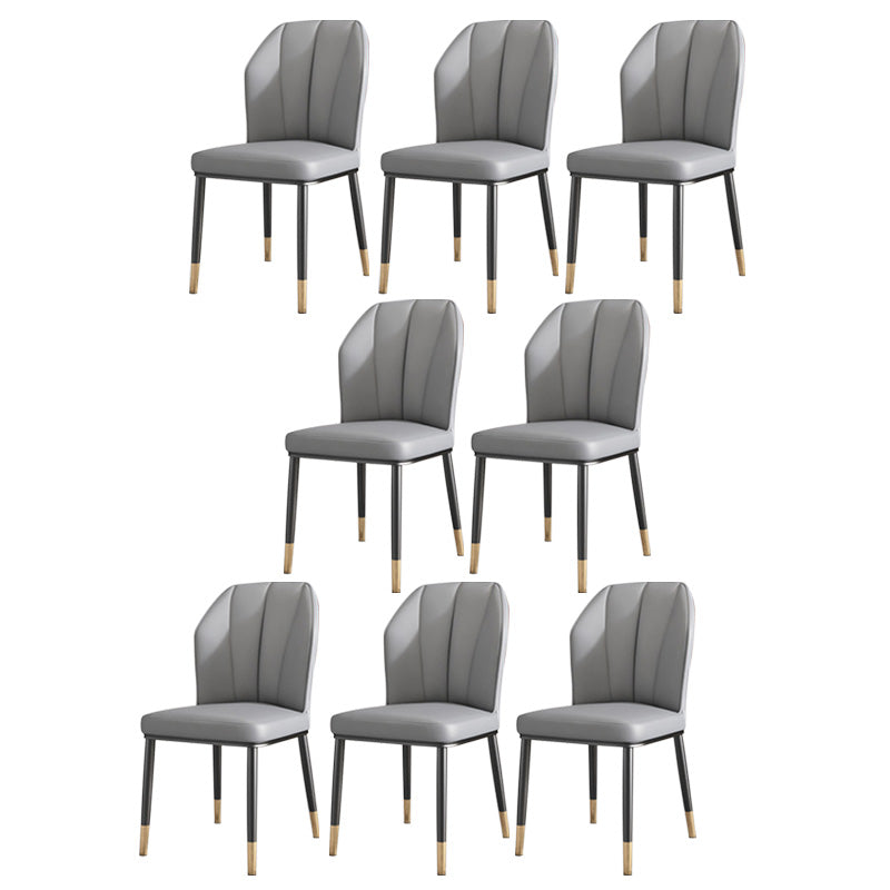 PU Leather Dining Chairs Nordic Style Wingback Armless Chair Grey 8 Piece Set Brass Gold Clearhalo 'Dining Chairs' 'Dining Tables & Seating' 'dining_chair' 'furn' 'furn_dining_chair' 'Furniture' 'Kitchen & Dining Furniture' 6955476