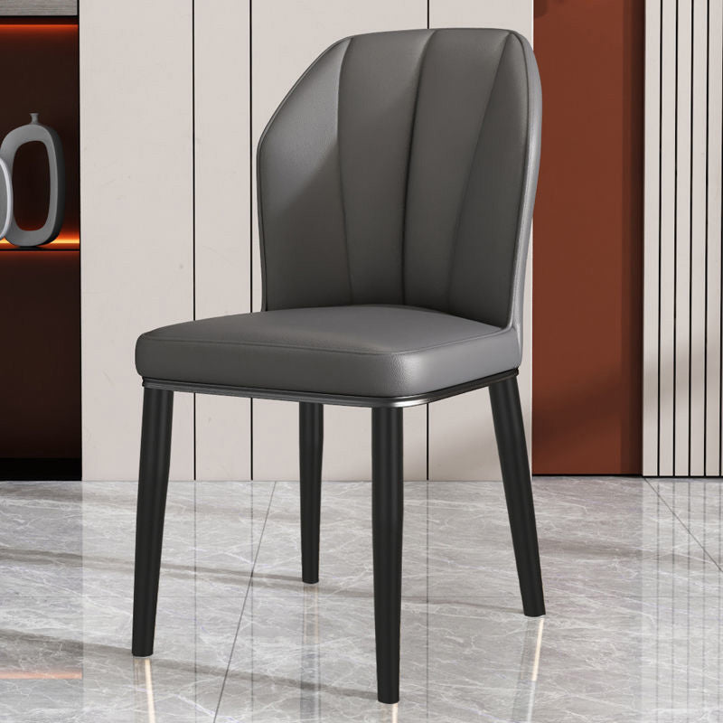 PU Leather Dining Chairs Nordic Style Wingback Armless Chair Dark Gray 1 Piece Black Clearhalo 'Dining Chairs' 'Dining Tables & Seating' 'dining_chair' 'furn' 'furn_dining_chair' 'Furniture' 'Kitchen & Dining Furniture' 6955478