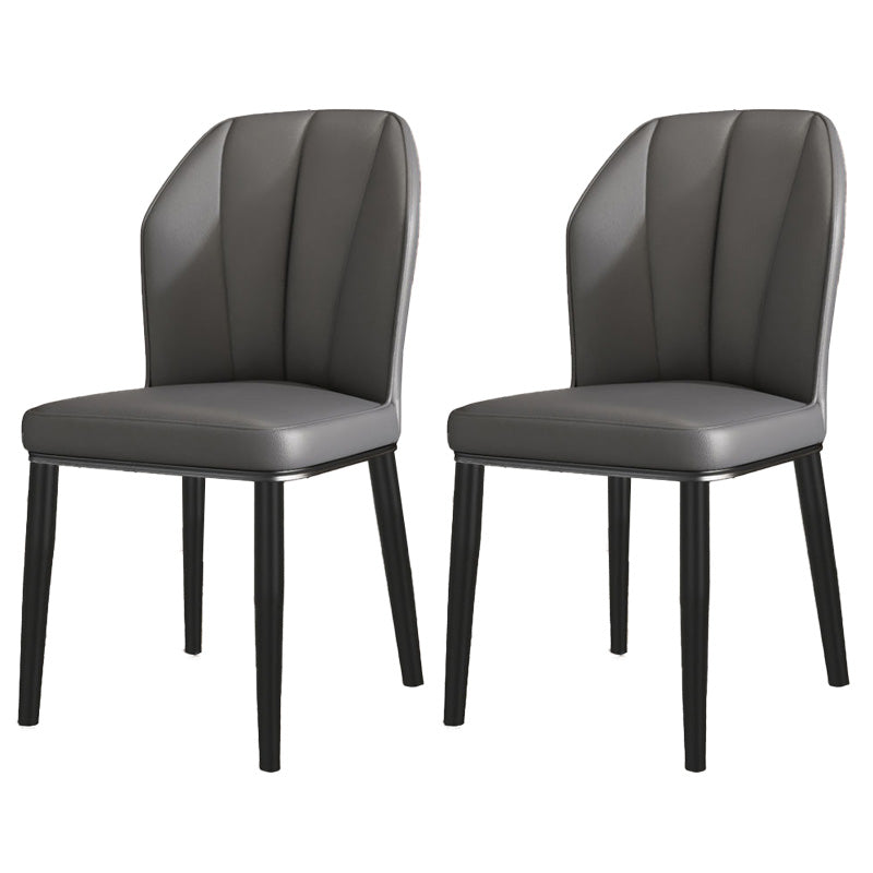 PU Leather Dining Chairs Nordic Style Wingback Armless Chair Dark Gray 2 Piece Set Black Clearhalo 'Dining Chairs' 'Dining Tables & Seating' 'dining_chair' 'furn' 'furn_dining_chair' 'Furniture' 'Kitchen & Dining Furniture' 6955479