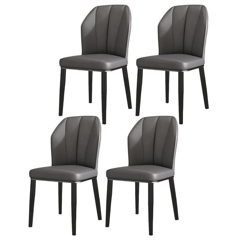 PU Leather Dining Chairs Nordic Style Wingback Armless Chair Dark Gray 4 Piece Set Black Clearhalo 'Dining Chairs' 'Dining Tables & Seating' 'dining_chair' 'furn' 'furn_dining_chair' 'Furniture' 'Kitchen & Dining Furniture' 6955480