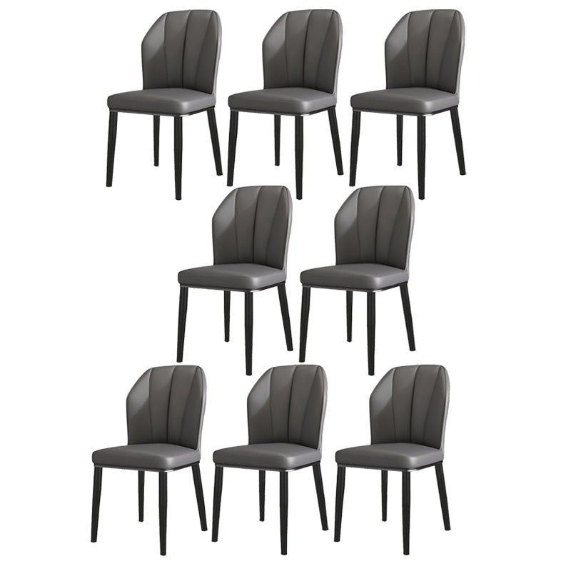 PU Leather Dining Chairs Nordic Style Wingback Armless Chair Dark Gray 8 Piece Set Black Clearhalo 'Dining Chairs' 'Dining Tables & Seating' 'dining_chair' 'furn' 'furn_dining_chair' 'Furniture' 'Kitchen & Dining Furniture' 6955482