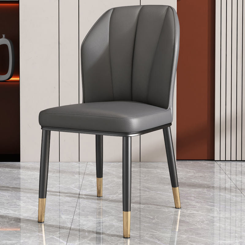 PU Leather Dining Chairs Nordic Style Wingback Armless Chair Dark Gray 1 Piece Brass Gold Clearhalo 'Dining Chairs' 'Dining Tables & Seating' 'dining_chair' 'furn' 'furn_dining_chair' 'Furniture' 'Kitchen & Dining Furniture' 6955483