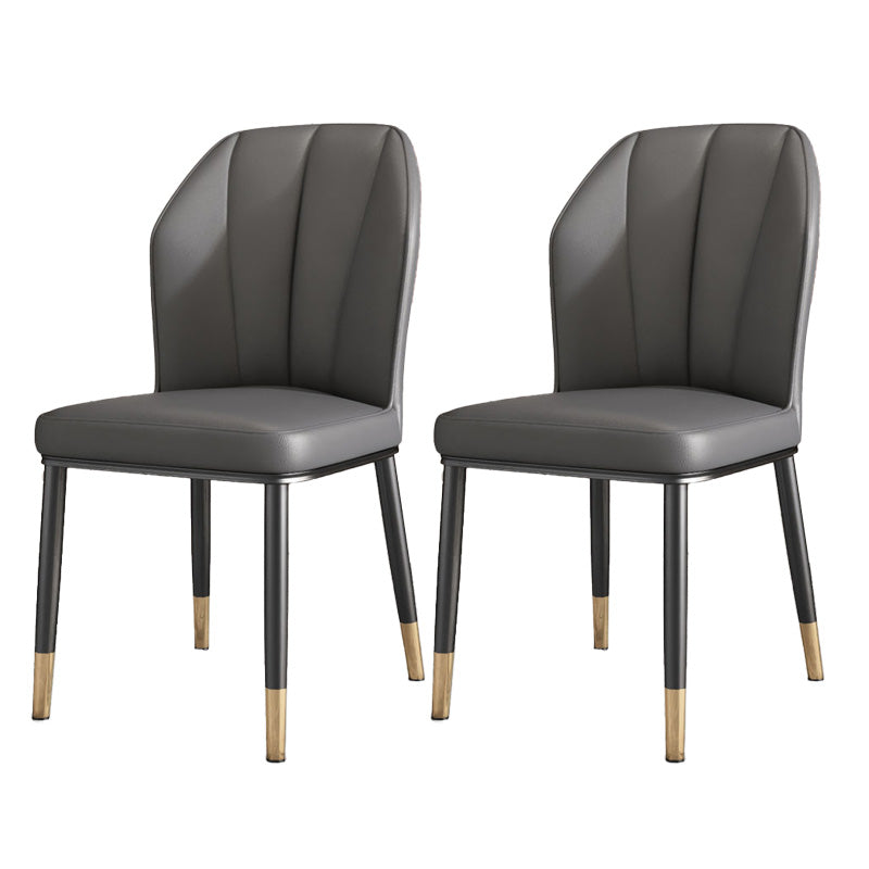 PU Leather Dining Chairs Nordic Style Wingback Armless Chair Dark Gray 2 Piece Set Brass Gold Clearhalo 'Dining Chairs' 'Dining Tables & Seating' 'dining_chair' 'furn' 'furn_dining_chair' 'Furniture' 'Kitchen & Dining Furniture' 6955484