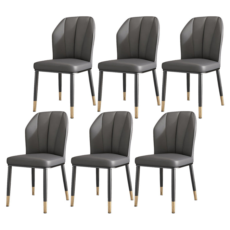 PU Leather Dining Chairs Nordic Style Wingback Armless Chair Dark Gray 6 Piece Set Brass Gold Clearhalo 'Dining Chairs' 'Dining Tables & Seating' 'dining_chair' 'furn' 'furn_dining_chair' 'Furniture' 'Kitchen & Dining Furniture' 6955486