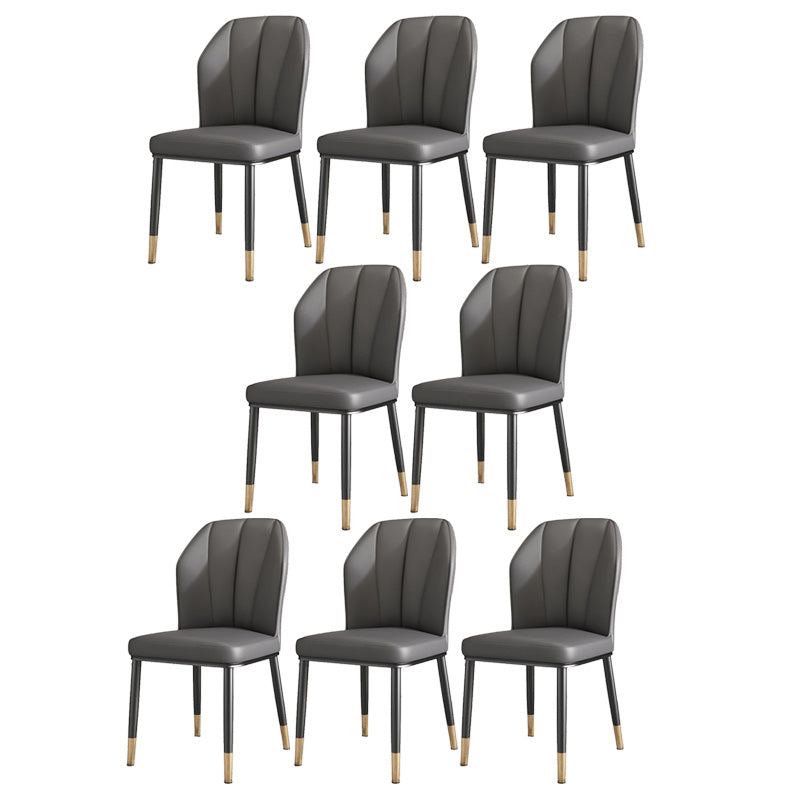 PU Leather Dining Chairs Nordic Style Wingback Armless Chair Dark Gray 8 Piece Set Brass Gold Clearhalo 'Dining Chairs' 'Dining Tables & Seating' 'dining_chair' 'furn' 'furn_dining_chair' 'Furniture' 'Kitchen & Dining Furniture' 6955487