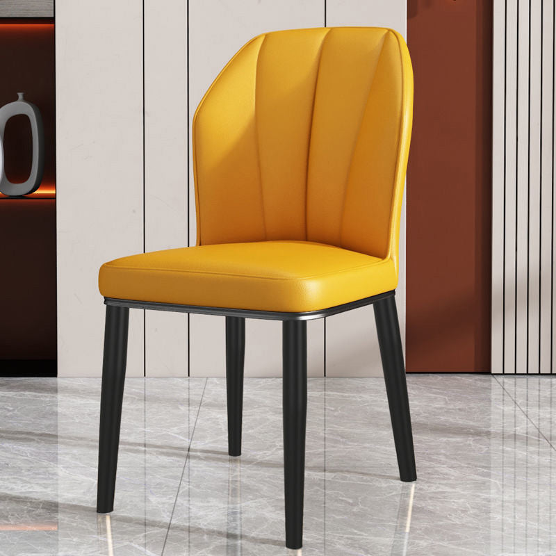 PU Leather Dining Chairs Nordic Style Wingback Armless Chair Yellow 1 Piece Black Clearhalo 'Dining Chairs' 'Dining Tables & Seating' 'dining_chair' 'furn' 'furn_dining_chair' 'Furniture' 'Kitchen & Dining Furniture' 6955488
