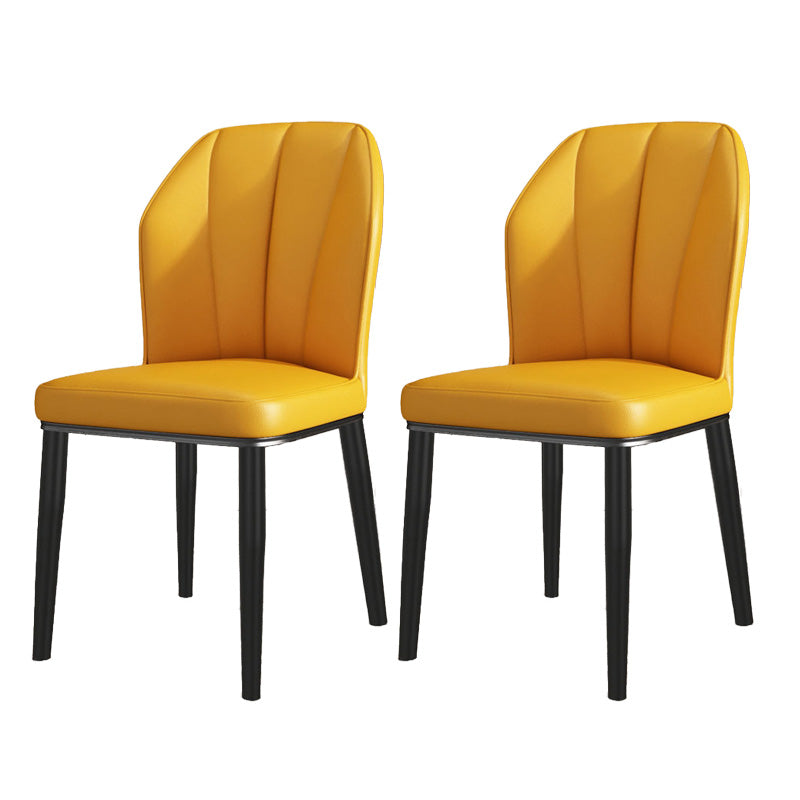 PU Leather Dining Chairs Nordic Style Wingback Armless Chair Yellow 2 Piece Set Black Clearhalo 'Dining Chairs' 'Dining Tables & Seating' 'dining_chair' 'furn' 'furn_dining_chair' 'Furniture' 'Kitchen & Dining Furniture' 6955489