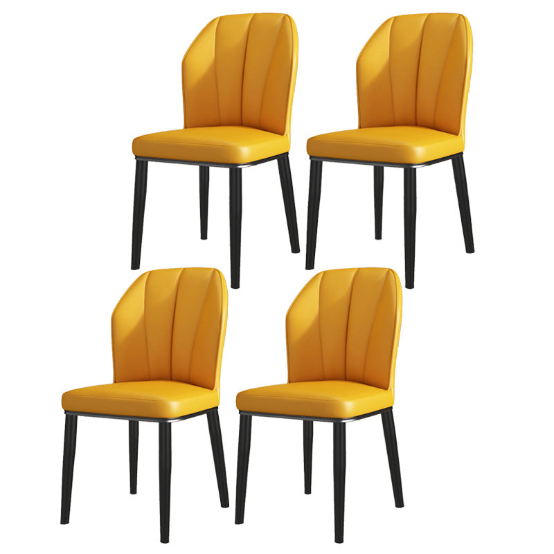PU Leather Dining Chairs Nordic Style Wingback Armless Chair Yellow 4 Piece Set Black Clearhalo 'Dining Chairs' 'Dining Tables & Seating' 'dining_chair' 'furn' 'furn_dining_chair' 'Furniture' 'Kitchen & Dining Furniture' 6955490