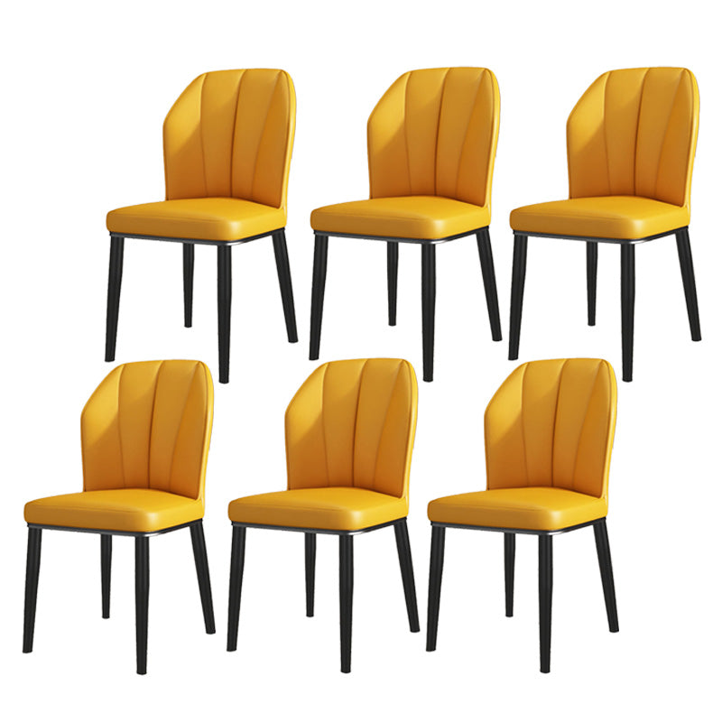 PU Leather Dining Chairs Nordic Style Wingback Armless Chair Yellow 6 Piece Set Black Clearhalo 'Dining Chairs' 'Dining Tables & Seating' 'dining_chair' 'furn' 'furn_dining_chair' 'Furniture' 'Kitchen & Dining Furniture' 6955491