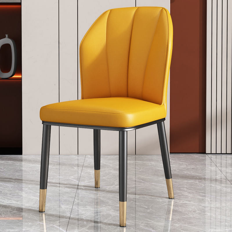 PU Leather Dining Chairs Nordic Style Wingback Armless Chair Yellow 1 Piece Brass Gold Clearhalo 'Dining Chairs' 'Dining Tables & Seating' 'dining_chair' 'furn' 'furn_dining_chair' 'Furniture' 'Kitchen & Dining Furniture' 6955493