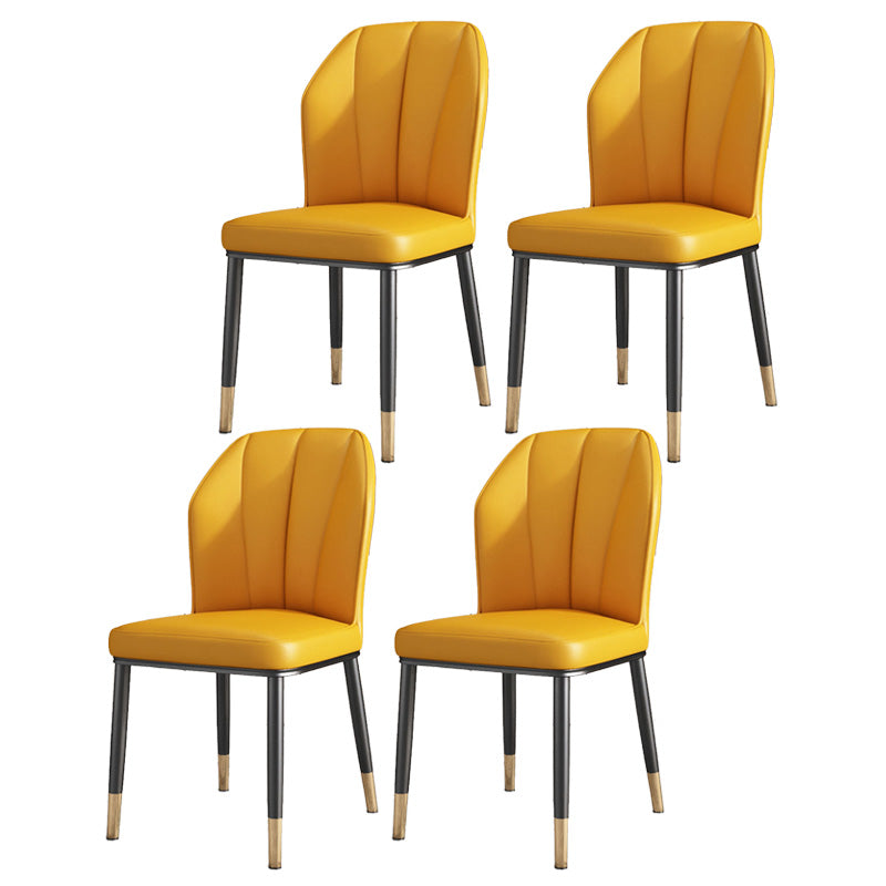 PU Leather Dining Chairs Nordic Style Wingback Armless Chair Yellow 4 Piece Set Brass Gold Clearhalo 'Dining Chairs' 'Dining Tables & Seating' 'dining_chair' 'furn' 'furn_dining_chair' 'Furniture' 'Kitchen & Dining Furniture' 6955495