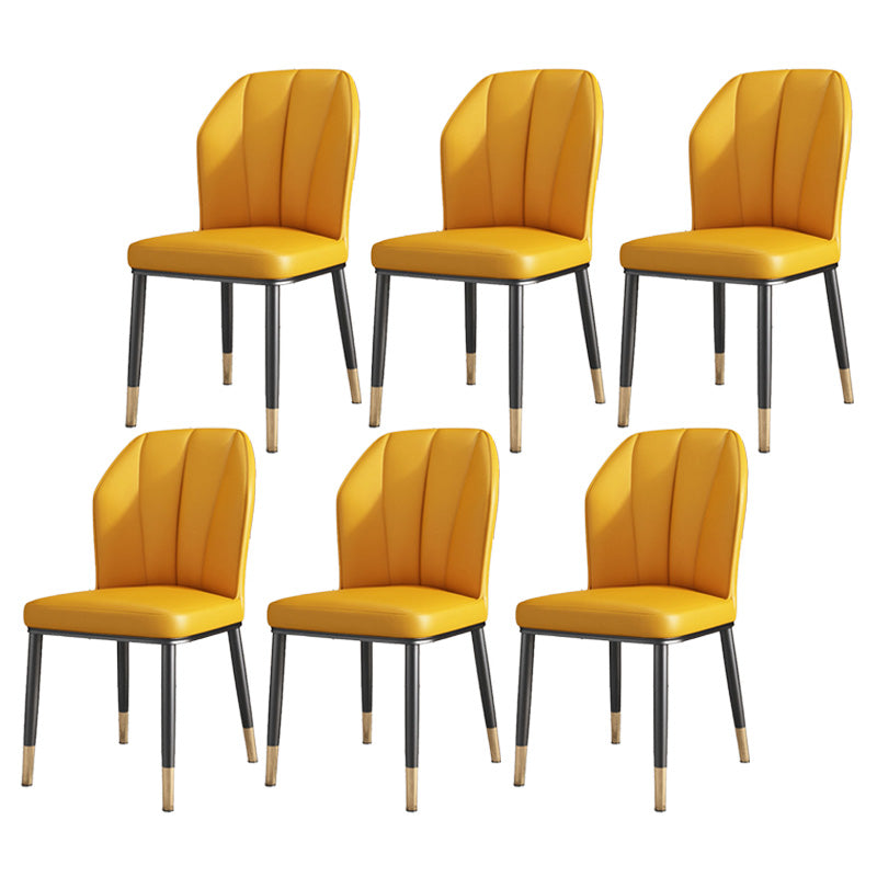 PU Leather Dining Chairs Nordic Style Wingback Armless Chair Yellow 6 Piece Set Brass Gold Clearhalo 'Dining Chairs' 'Dining Tables & Seating' 'dining_chair' 'furn' 'furn_dining_chair' 'Furniture' 'Kitchen & Dining Furniture' 6955496