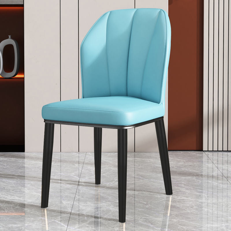 PU Leather Dining Chairs Nordic Style Wingback Armless Chair Light Blue 1 Piece Black Clearhalo 'Dining Chairs' 'Dining Tables & Seating' 'dining_chair' 'furn' 'furn_dining_chair' 'Furniture' 'Kitchen & Dining Furniture' 6955498