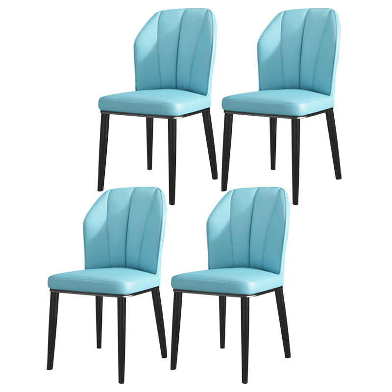 PU Leather Dining Chairs Nordic Style Wingback Armless Chair Light Blue 4 Piece Set Black Clearhalo 'Dining Chairs' 'Dining Tables & Seating' 'dining_chair' 'furn' 'furn_dining_chair' 'Furniture' 'Kitchen & Dining Furniture' 6955500