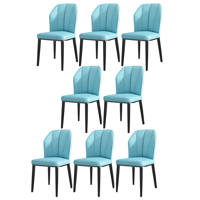 PU Leather Dining Chairs Nordic Style Wingback Armless Chair Light Blue 8 Piece Set Black Clearhalo 'Dining Chairs' 'Dining Tables & Seating' 'dining_chair' 'furn' 'furn_dining_chair' 'Furniture' 'Kitchen & Dining Furniture' 6955502