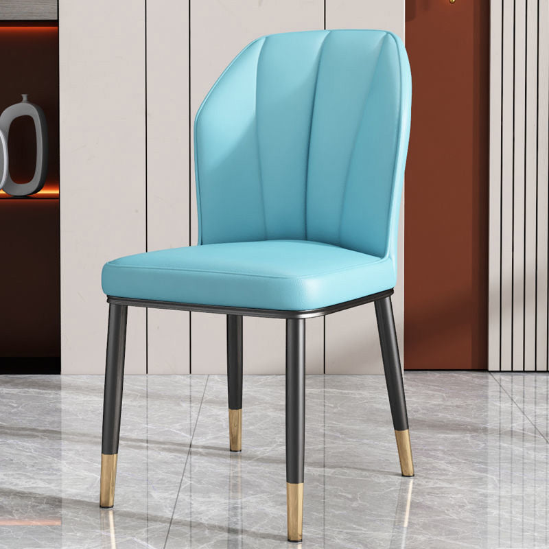 PU Leather Dining Chairs Nordic Style Wingback Armless Chair Light Blue 1 Piece Brass Gold Clearhalo 'Dining Chairs' 'Dining Tables & Seating' 'dining_chair' 'furn' 'furn_dining_chair' 'Furniture' 'Kitchen & Dining Furniture' 6955503