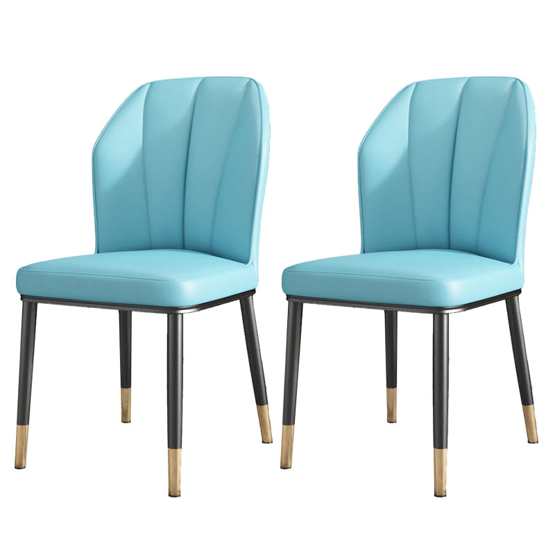 PU Leather Dining Chairs Nordic Style Wingback Armless Chair Light Blue 2 Piece Set Brass Gold Clearhalo 'Dining Chairs' 'Dining Tables & Seating' 'dining_chair' 'furn' 'furn_dining_chair' 'Furniture' 'Kitchen & Dining Furniture' 6955504