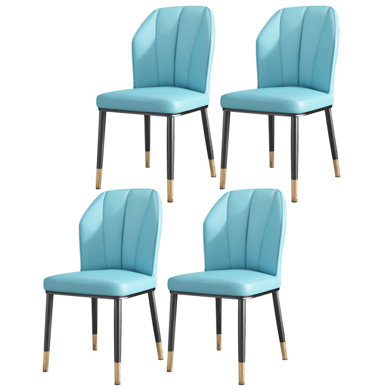 PU Leather Dining Chairs Nordic Style Wingback Armless Chair Light Blue 4 Piece Set Brass Gold Clearhalo 'Dining Chairs' 'Dining Tables & Seating' 'dining_chair' 'furn' 'furn_dining_chair' 'Furniture' 'Kitchen & Dining Furniture' 6955505