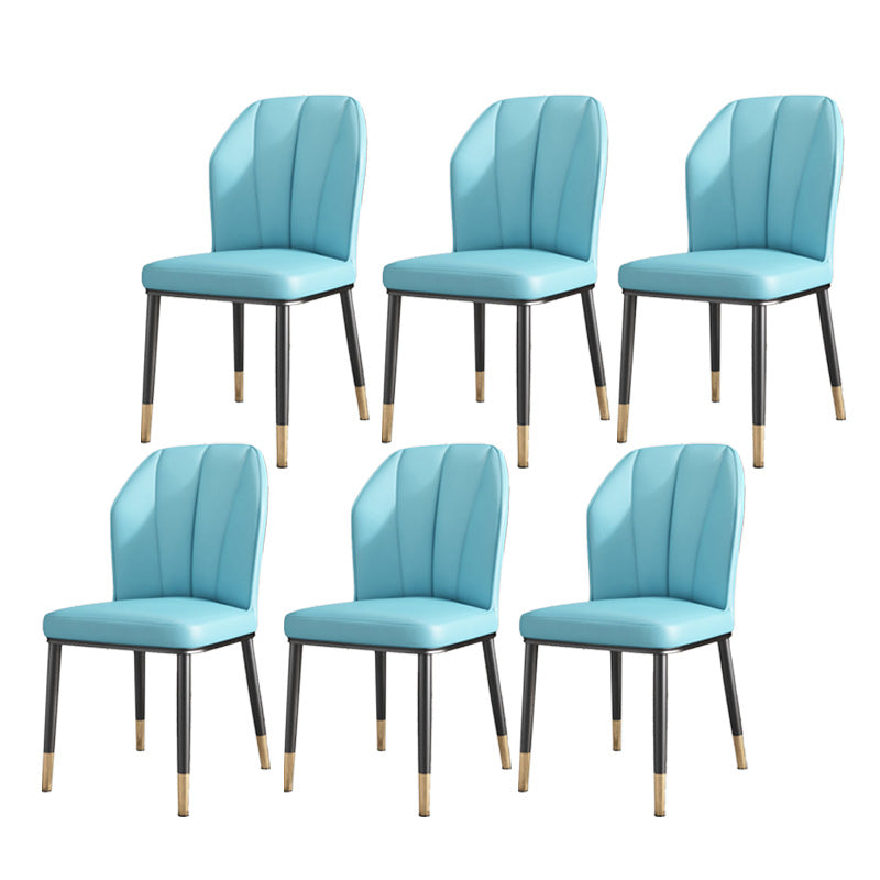 PU Leather Dining Chairs Nordic Style Wingback Armless Chair Light Blue 6 Piece Set Brass Gold Clearhalo 'Dining Chairs' 'Dining Tables & Seating' 'dining_chair' 'furn' 'furn_dining_chair' 'Furniture' 'Kitchen & Dining Furniture' 6955506