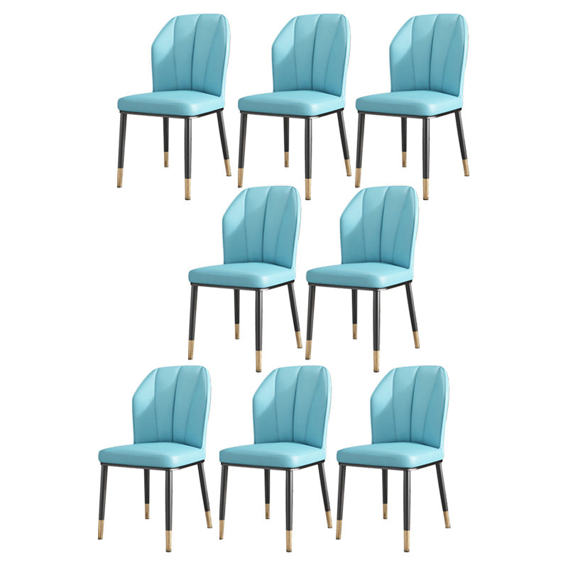 PU Leather Dining Chairs Nordic Style Wingback Armless Chair Light Blue 8 Piece Set Brass Gold Clearhalo 'Dining Chairs' 'Dining Tables & Seating' 'dining_chair' 'furn' 'furn_dining_chair' 'Furniture' 'Kitchen & Dining Furniture' 6955507