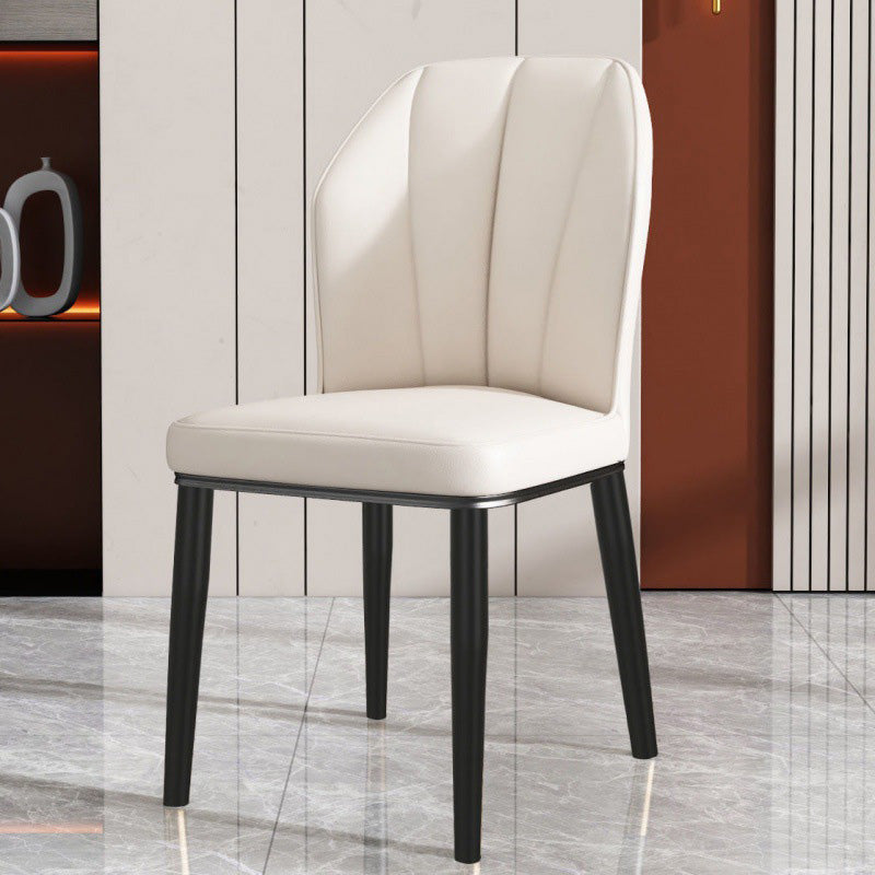 PU Leather Dining Chairs Nordic Style Wingback Armless Chair Beige 1 Piece Black Clearhalo 'Dining Chairs' 'Dining Tables & Seating' 'dining_chair' 'furn' 'furn_dining_chair' 'Furniture' 'Kitchen & Dining Furniture' 6955508