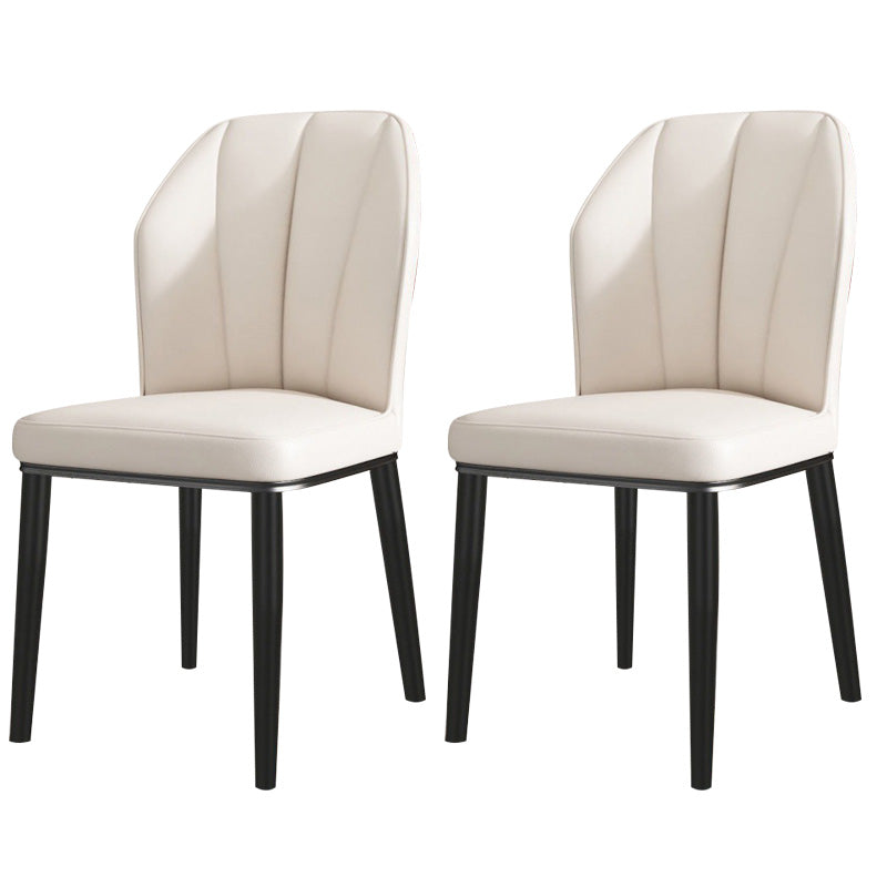 PU Leather Dining Chairs Nordic Style Wingback Armless Chair Beige 2 Piece Set Black Clearhalo 'Dining Chairs' 'Dining Tables & Seating' 'dining_chair' 'furn' 'furn_dining_chair' 'Furniture' 'Kitchen & Dining Furniture' 6955509