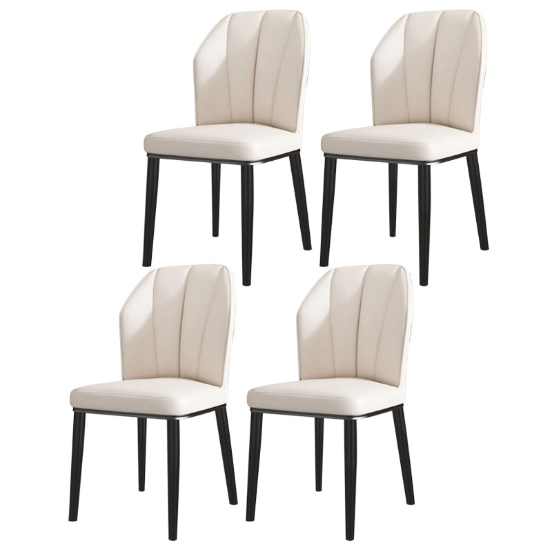 PU Leather Dining Chairs Nordic Style Wingback Armless Chair Beige 4 Piece Set Black Clearhalo 'Dining Chairs' 'Dining Tables & Seating' 'dining_chair' 'furn' 'furn_dining_chair' 'Furniture' 'Kitchen & Dining Furniture' 6955510