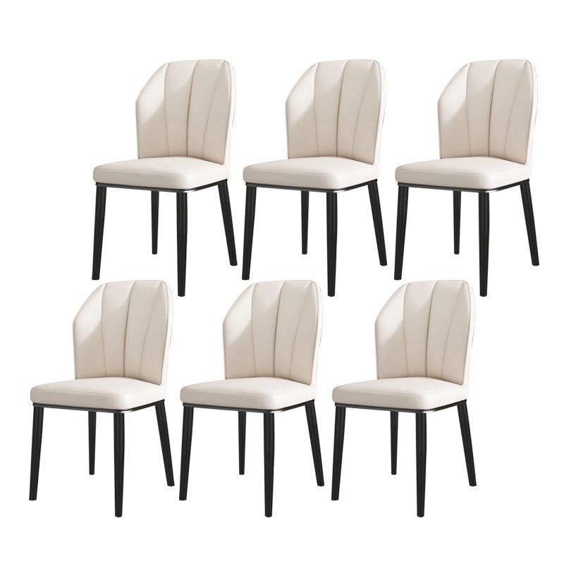 PU Leather Dining Chairs Nordic Style Wingback Armless Chair Beige 6 Piece Set Black Clearhalo 'Dining Chairs' 'Dining Tables & Seating' 'dining_chair' 'furn' 'furn_dining_chair' 'Furniture' 'Kitchen & Dining Furniture' 6955511