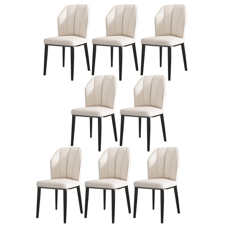 PU Leather Dining Chairs Nordic Style Wingback Armless Chair Beige 8 Piece Set Black Clearhalo 'Dining Chairs' 'Dining Tables & Seating' 'dining_chair' 'furn' 'furn_dining_chair' 'Furniture' 'Kitchen & Dining Furniture' 6955512