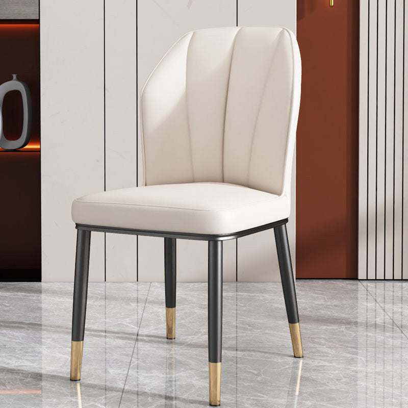 PU Leather Dining Chairs Nordic Style Wingback Armless Chair Beige 1 Piece Brass Gold Clearhalo 'Dining Chairs' 'Dining Tables & Seating' 'dining_chair' 'furn' 'furn_dining_chair' 'Furniture' 'Kitchen & Dining Furniture' 6955513