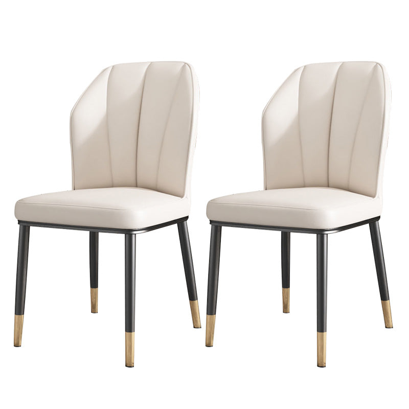 PU Leather Dining Chairs Nordic Style Wingback Armless Chair Beige 2 Piece Set Brass Gold Clearhalo 'Dining Chairs' 'Dining Tables & Seating' 'dining_chair' 'furn' 'furn_dining_chair' 'Furniture' 'Kitchen & Dining Furniture' 6955514