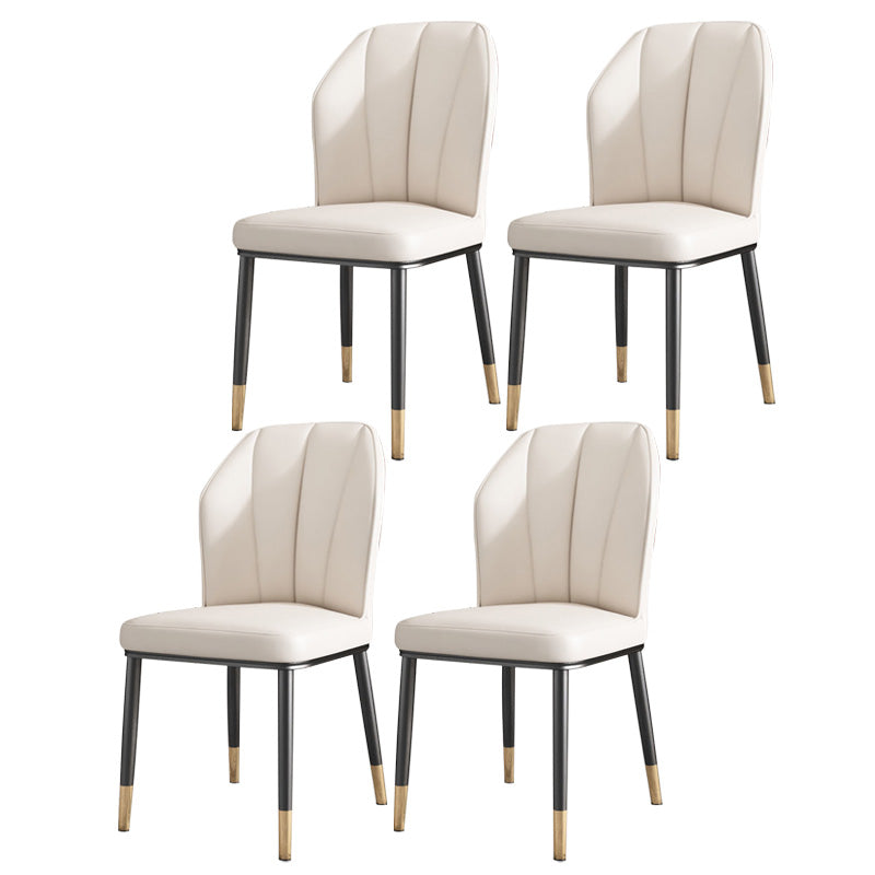 PU Leather Dining Chairs Nordic Style Wingback Armless Chair Beige 4 Piece Set Brass Gold Clearhalo 'Dining Chairs' 'Dining Tables & Seating' 'dining_chair' 'furn' 'furn_dining_chair' 'Furniture' 'Kitchen & Dining Furniture' 6955515