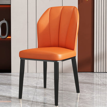 PU Leather Dining Chairs Nordic Style Wingback Armless Chair Orange 1 Piece Black Clearhalo 'Dining Chairs' 'Dining Tables & Seating' 'dining_chair' 'furn' 'furn_dining_chair' 'Furniture' 'Kitchen & Dining Furniture' 6955518