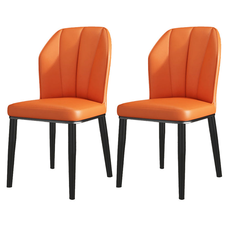 PU Leather Dining Chairs Nordic Style Wingback Armless Chair Orange 2 Piece Set Black Clearhalo 'Dining Chairs' 'Dining Tables & Seating' 'dining_chair' 'furn' 'furn_dining_chair' 'Furniture' 'Kitchen & Dining Furniture' 6955519