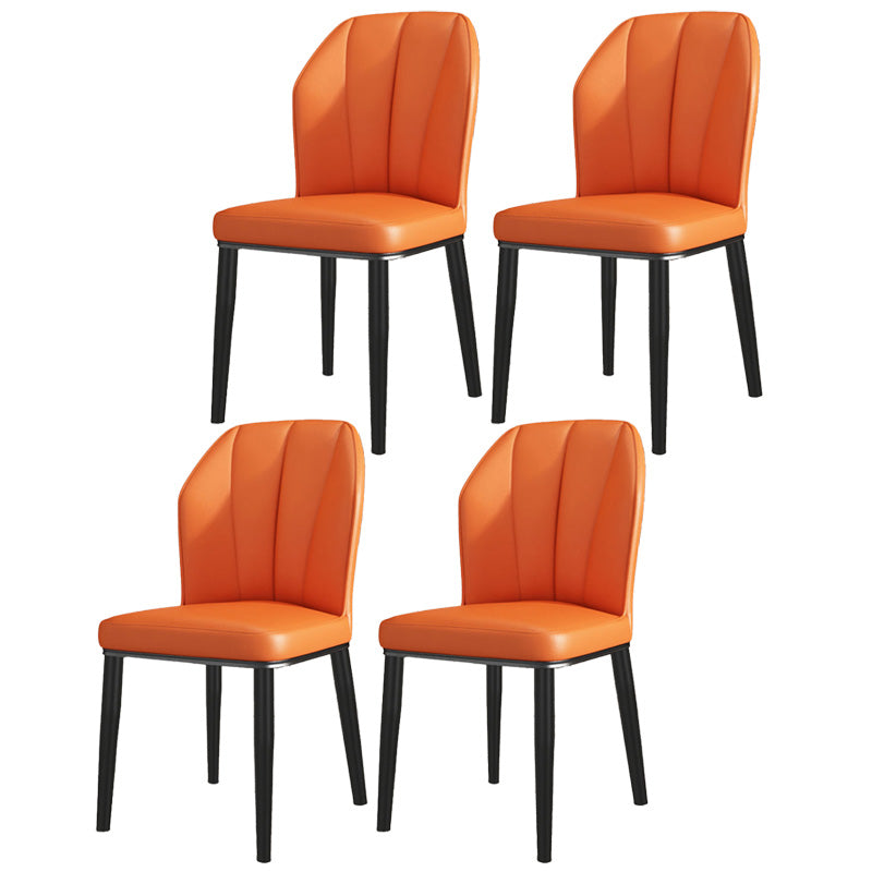PU Leather Dining Chairs Nordic Style Wingback Armless Chair Orange 4 Piece Set Black Clearhalo 'Dining Chairs' 'Dining Tables & Seating' 'dining_chair' 'furn' 'furn_dining_chair' 'Furniture' 'Kitchen & Dining Furniture' 6955520