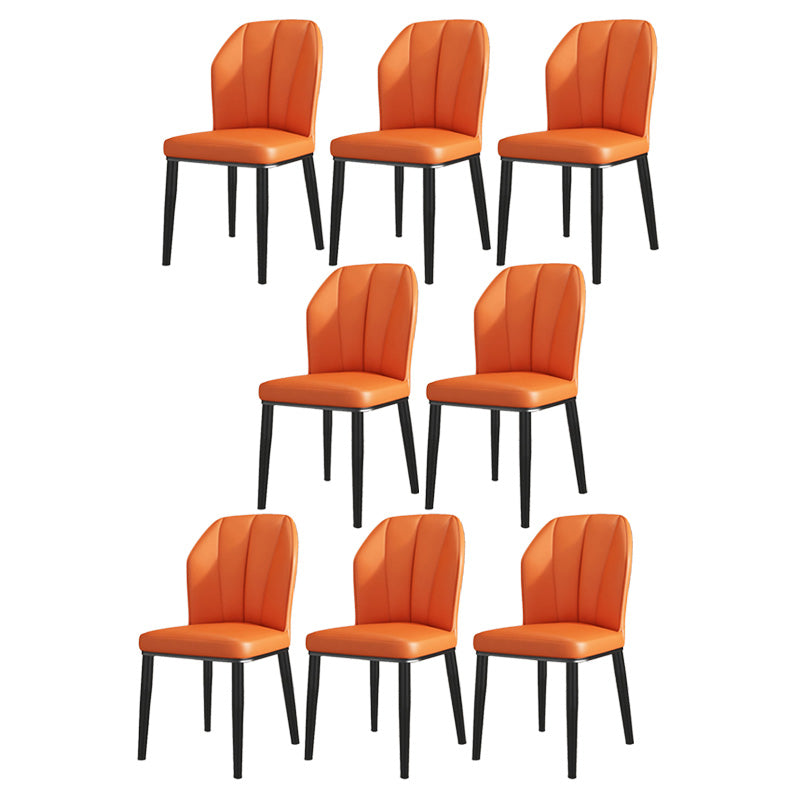 PU Leather Dining Chairs Nordic Style Wingback Armless Chair Orange 8 Piece Set Black Clearhalo 'Dining Chairs' 'Dining Tables & Seating' 'dining_chair' 'furn' 'furn_dining_chair' 'Furniture' 'Kitchen & Dining Furniture' 6955522