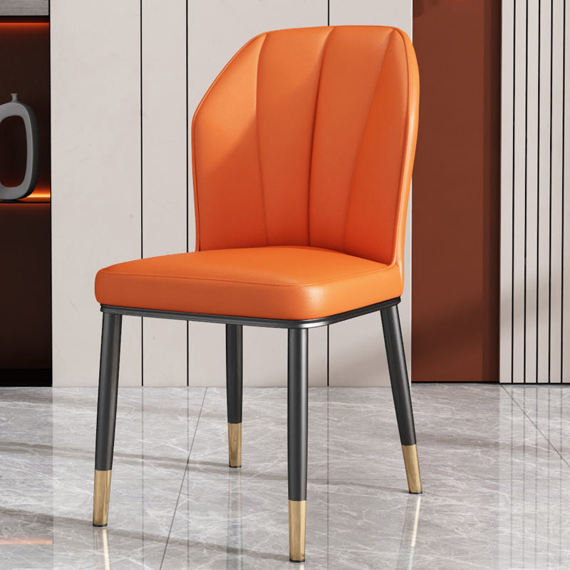 PU Leather Dining Chairs Nordic Style Wingback Armless Chair Orange 1 Piece Brass Gold Clearhalo 'Dining Chairs' 'Dining Tables & Seating' 'dining_chair' 'furn' 'furn_dining_chair' 'Furniture' 'Kitchen & Dining Furniture' 6955523