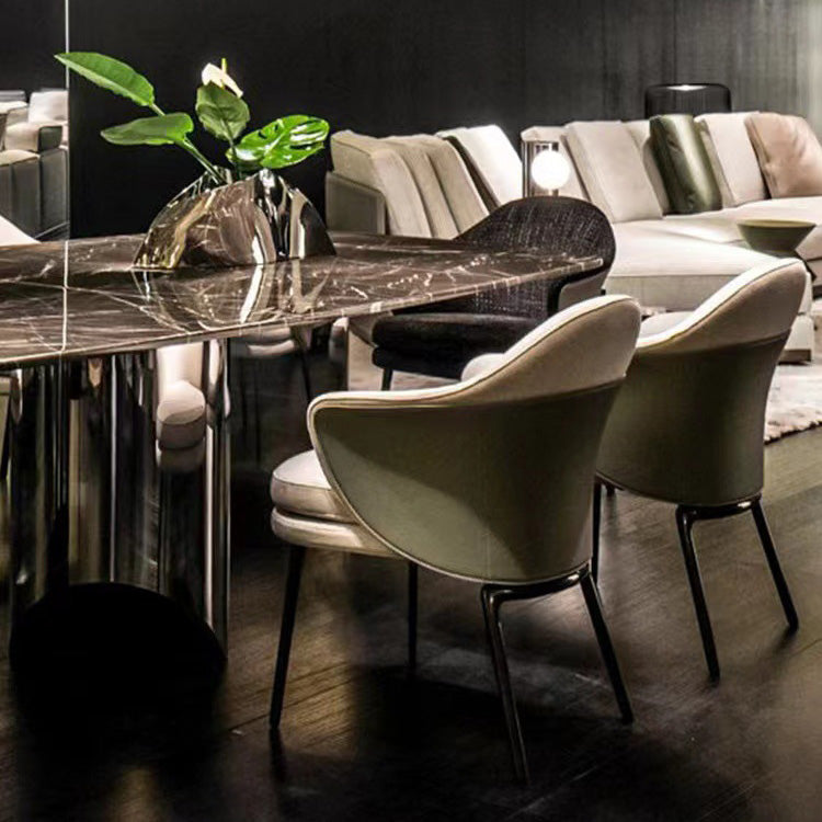 Sedie da pranzo in tessuto Poltrona Parsons in stile nordico con gambe nere