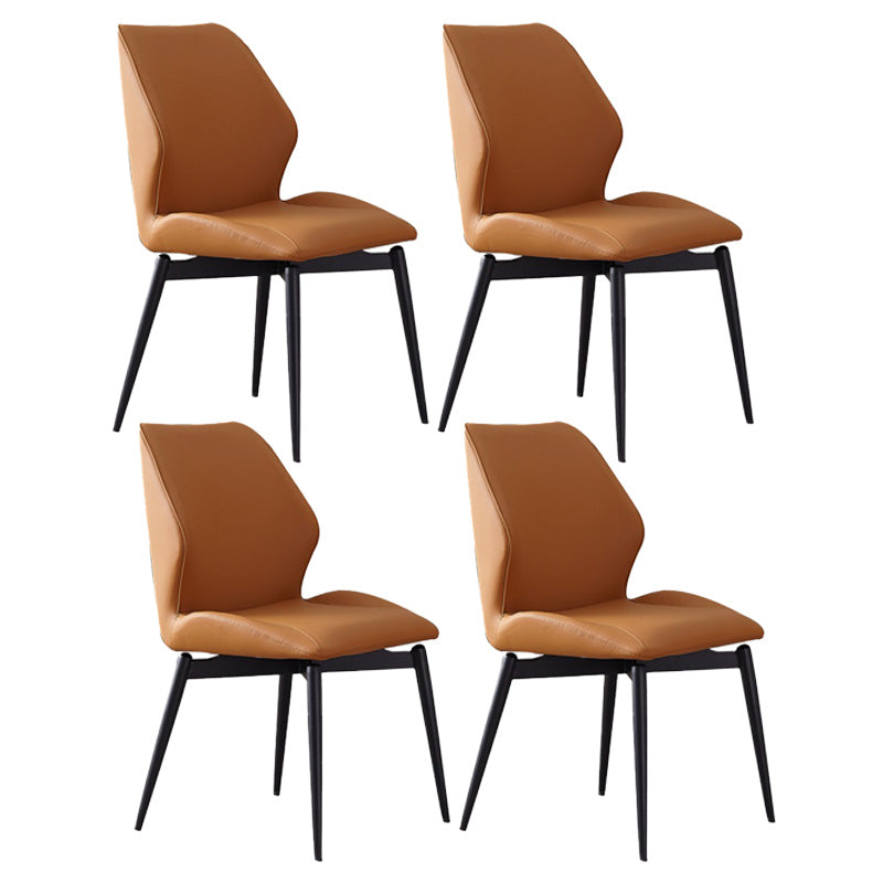 Upholstered Armless Industrial Chair Home Black Metal Legs Dining Chair Orange 4 Piece Set Clearhalo 'Dining Chairs' 'Dining Tables & Seating' 'dining_chair' 'furn' 'furn_dining_chair' 'Furniture' 'Kitchen & Dining Furniture' 6955554